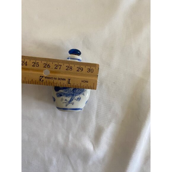 Antique Chinese Blue and White Porcelain Snuff Bottle With Mark 2” X 1.5” - Picture 9 of 9